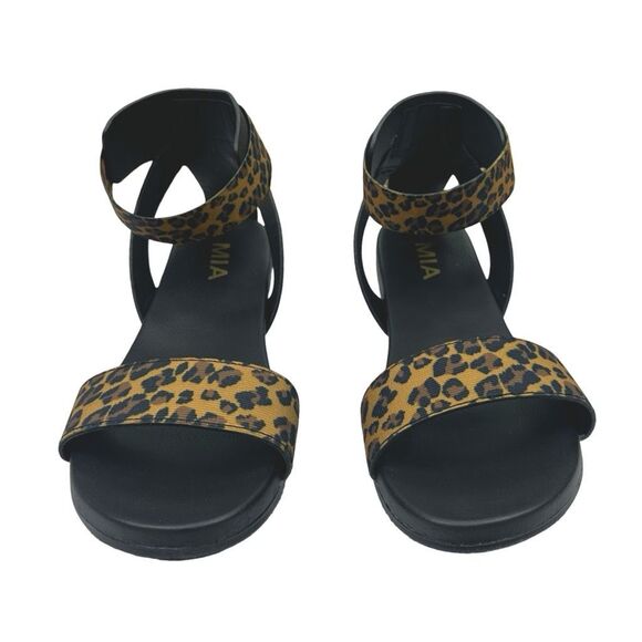 MIA Lydya Leopard Print Elastic Strap Sandals - Size 7 - Picture 2 of 9